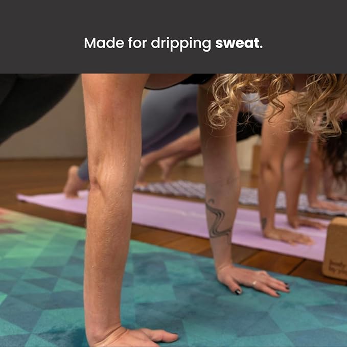 Yoga Drip Yoga Towel - Non Slip Hot Yoga Mat Towel With Corner Pockets, No-Skid Grip, and Built-in Alignment Lines | Soft, Moisture Wicking, and Sweat Absorbent | No Bunching, Stays in Place 72" x 25"