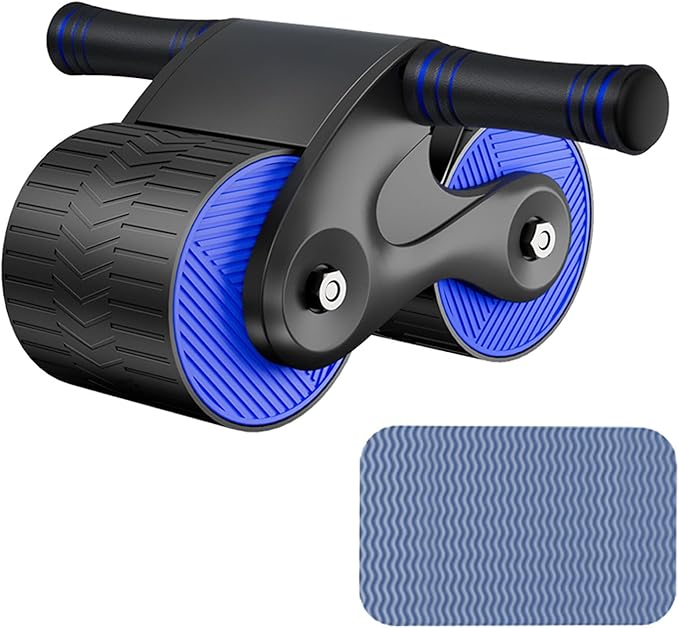 Ab Roller Wheel, Double Automatic Rebound Abdominal Wheel, Ab Roller Wheel Domestic Abdominal Exerciser for Beginners Core Workouts, AB Core Workout Equipment with Knee Mat for Home Gyms