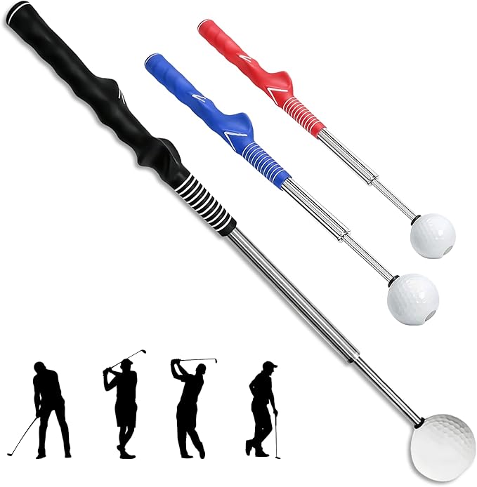 Golf Grip Trainer,Golf Swing Trainer,Retractable Right-Handed Grip Trainer Golf Training Aid for Warmup, Strength Tempo Practice, Indoor/Outdoor Use Improve Swing Rhythm & Accuracy