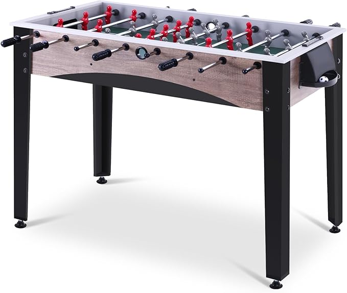 48in Foosball Table, Arcade Table Soccer w/2 Balls for Kids and Adults, Indoor Foosball Table for Home, Game Room w/Wood Grain Finish and Foosball Accessories