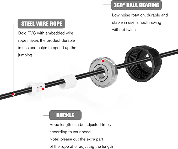 BLEUM CADE Adjustable Jump Rope, Skipping Rope with Ball Bearings, with Foam Handles for Fitness, Home Exercise & Slim Body, for Kids, Men, and Women