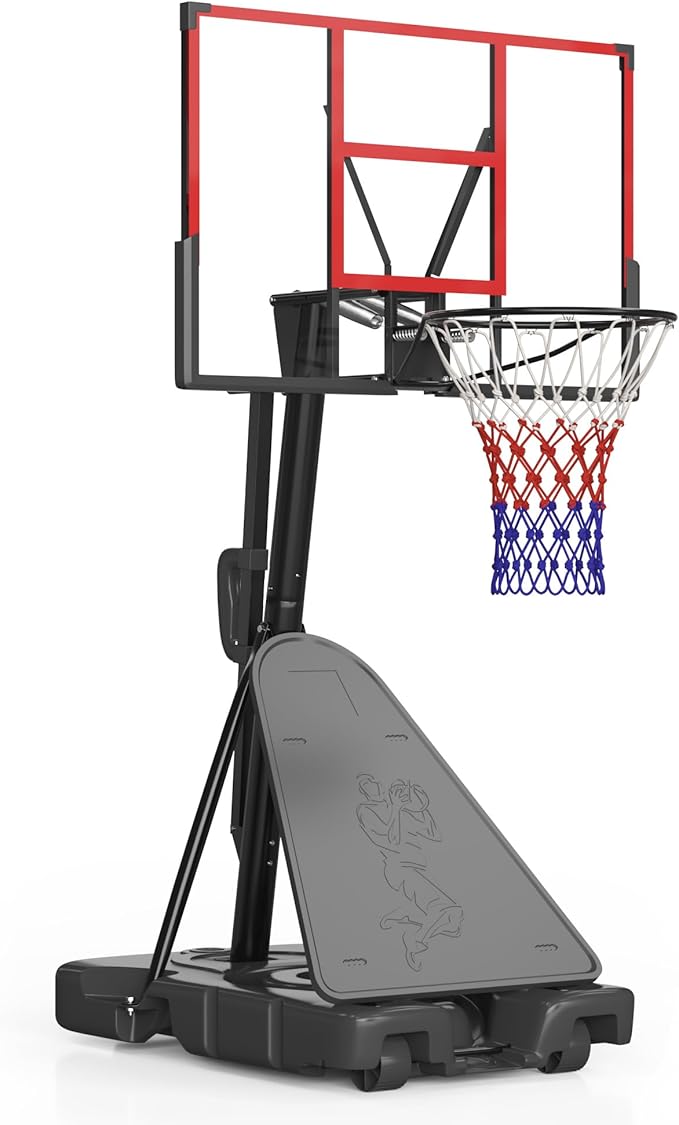Basketball Hoop 45’’PC Shatterproof Backboard Outdoor Basket Ball Hoop Indoor 4.4-10FT Adjustable Basketball Goal w/Basketball Accessories Net Rim Toddler Basketball Hoop for Kids
