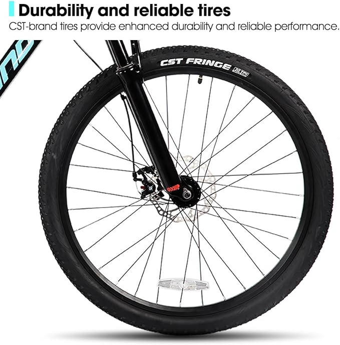 HILAND 26 Inch Mens and Womens Mountain Bike,21 Speed Mountain Bicycle with Dual Disc Brake, Front Suspension Fork, High Carbon Steel Frame Urban Commuter Bike for Adults