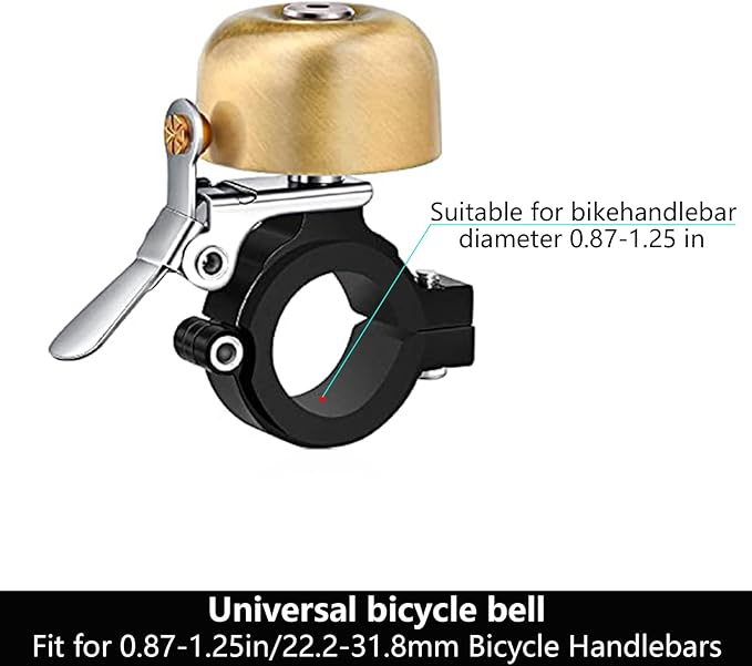 Greallthy Bike Bell Classic Brass Bicycle Bell,Bike Bells for Adults Kids,Loud Sound Bells Fit for 0.87-1.25in/22.2-31.8mm Bicycle Handlebars,Road Mountain Bike Accessories.