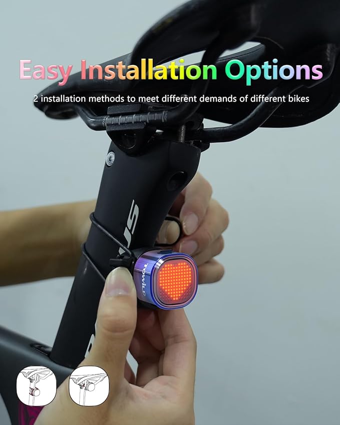 TOWILD TL08 Bike Tail Light, Customized Patterns Full-Color Bike Rear Light, Brake Sensing, USB-C Rechargeable, IPX6 Waterproof