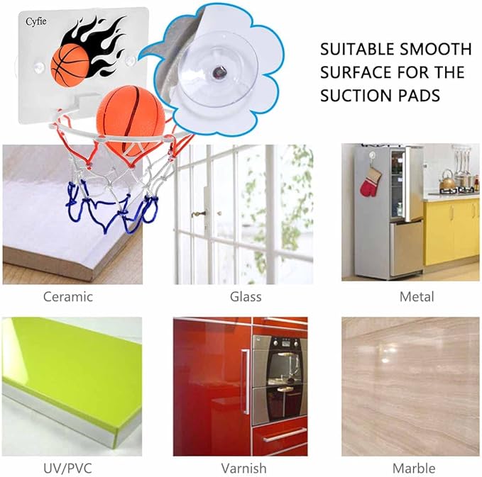 CYFIE Basketball Hoop Toddler, Bathtub Bath Toys for Office Desk Bathroom Slam Dunk Games, Suction Cup Basketball Hoop for Kids Girls Boys