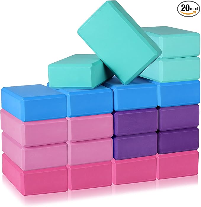20 Pcs Yoga Blocks 9''x6''x3'' High Density EVA Foam Bricks Yoga Foam Exercise Blocks Improve Strength Balance and Flexibility, Light Weight and Non-Slip Surface for Pilates Meditation