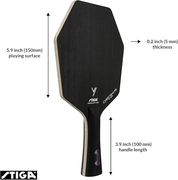 Stiga Cybershape Carbon Table Tennis Blade | Ping Pong Paddle - Unique Design for Larger Hitting Area & Increased Control - Competition Approved