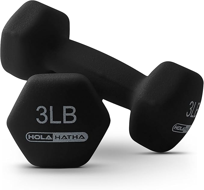 HolaHatha 2, 3, 5, 8, and 10 Pound Neoprene Dumbbell Free Hand Weight Set with Rack, Ideal for Home Exercises to Gain Tone and Definition, Pastel