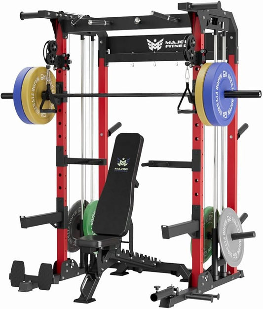 MAJOR FITNESS F22 Power Rack, 1600lbs All-in-One Squat Rack with Cable Crossover, Dual Pulley System, Heavy-Duty Steel Frame, Attachments & Storage for Home Gym Strength Training