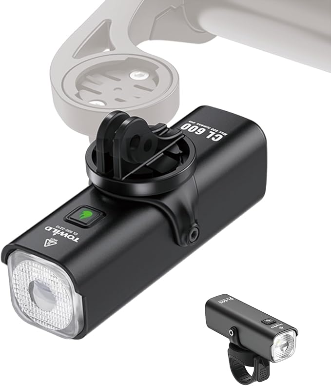 TOWILD Bike Lights for Night Riding,Compatible with Garmin/GoPro Mount,600 Lumen Bike Headlight,2000mAh Rechargeable Battery,Waterproof Bike Front Light for Commuter Cyclists-Fits All Bikes