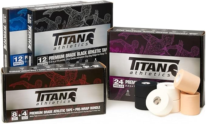 12 Pack Black Athletic Tape (45ft Rolls) - Athletes Trainers Injuries & First Aid - Premium Medical Sports Tape - Wrap & Support Ankles & Wrists - Easy Tear Design with Zinc Oxide & No Sticky Residue