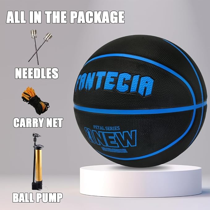 Basketball Ball Size 7 for Adult, Outdoor Indoor Training Basketball with Pump