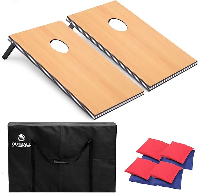 Cornhole Set 4x2 and 3X2 Regulation Size Corn Holes Sets with Carrying Bags & 8 Bean Bags Cornhole Boards Bean Toss Games for Adults Family Outdoor Beach Lawn Outside Backyard Games