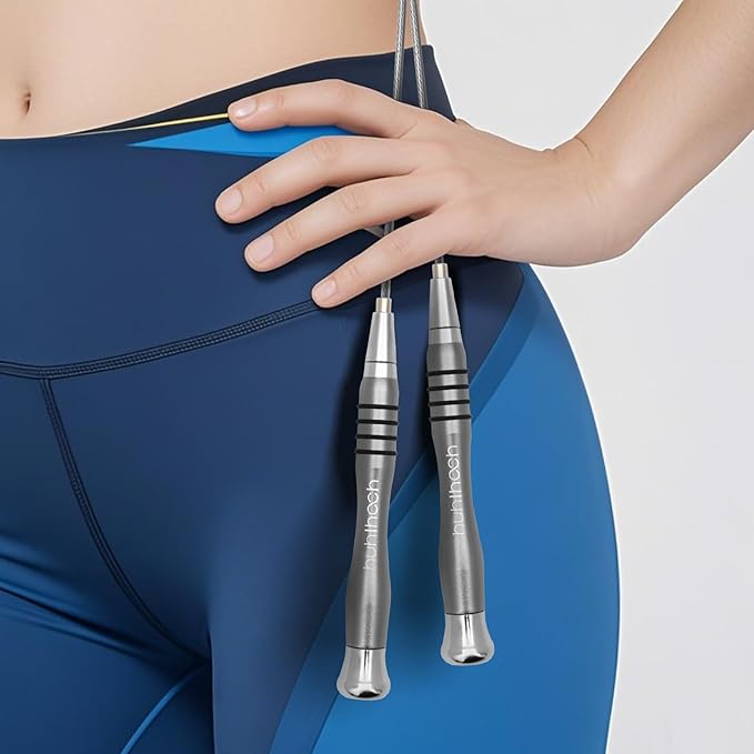 High Speed Jump Rope - Self-Locking No-Screw Design, Weighted Jump Rope, 360° Fast Rotation, Silicone Textured Design, Non-Slip, Includes 2 Speed Ropes Cables for Optimal Fitness Training & More - CrossFit Jump Rope.