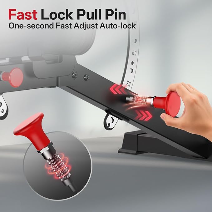 JOROTO MD65 Adjustable Weight Bench, 1700LB Heavy Duty Workout Bench for Home Gym, Flat Incline Decline Sit Up Utility Bench Press with 9 Backrest and 3 Seat Positions, Removable Leg Support and Wheels