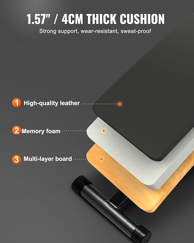 VEVOR Sit Up Bench, Decline Ab Bench with Reverse Crunch Handle, Adjustable Height Setting, Heavy Duty Steel, 500/600/1000 Lbs Capacity for Home Gym Workouts, Strength Training, Full Body Muscles