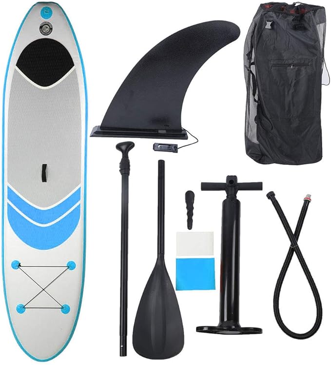 Surfboard Water Sport Stand Up Paddle Surfing Board Surf Tool Folding Portable Inflatable Surfboard for 305x76x15cm Beach Ocean Surf Spot