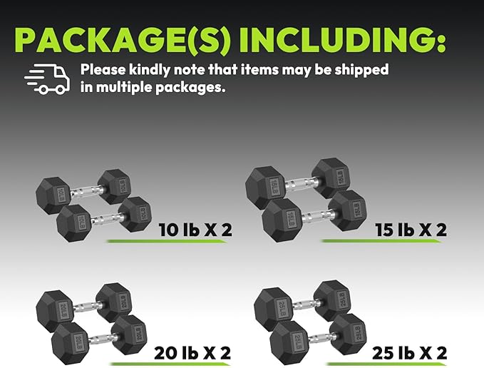 Hex Dumbbell 45-480 lb Set, Rubber Encased Exercise & Fitness Dumbbells for Home Gym, Hand Weights for Strength Training
