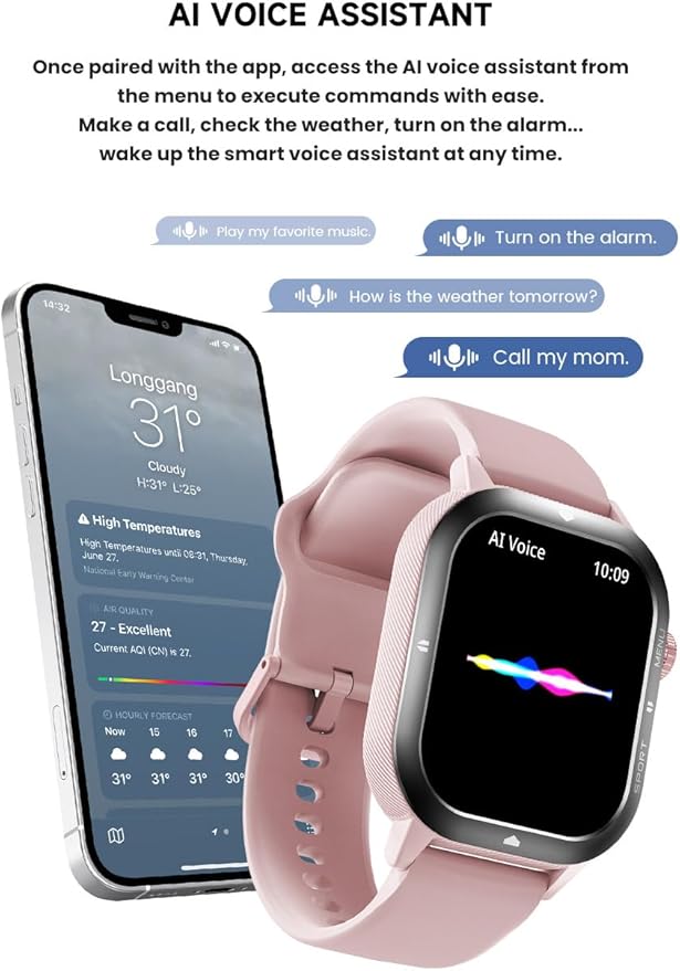 2025 Sports Smart Watch for Men & Women - 1.93” HD Display, Bluetooth Call (BT 5.4), 100+ Sports Modes, Heart Rate & Sleep Monitor, IP67 Waterproof Fitness Tracker, Pedometer, Da Fit App, (Pink)