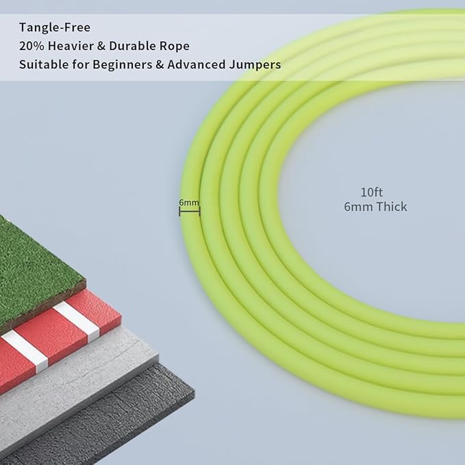 Hererope 6MM PVC Jump Rope for Men & Women Fitness, Speed, Tricks, Cardio Training, Boxing Jump Rope with Unbreakable Handles and Non-Kinking Skipping Rope, Adjustable Jumprope for Indoor Outdoor