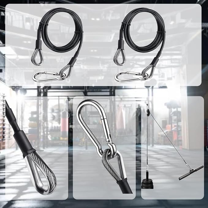 2 Pack 39 Inch Fitness Extension Cable,Fitness Extension Rope Attachments Home Gym Cable Pulley System Fitness Cable for Tricep Pull Down and Leg Exercise Home Gym Machine Accessories