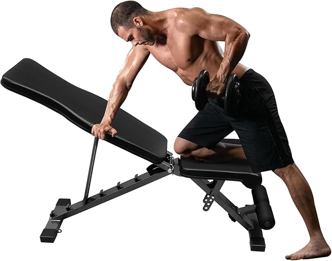 Weight Bench Press, Adjustable Workout Benches for Dumbbell Exercise, 600LBS Foldable Strength Training Benches for Full Body Workout, Multi-Purpose Incline Decline Workout Bench for Home Gym