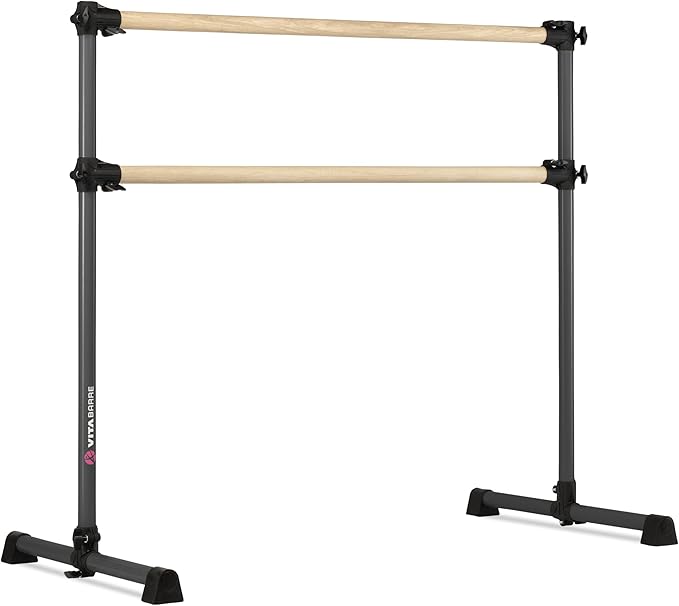 VITA Barre Portable Freestanding Double Ballet Barre, Prodigy, Wood | Adjustable Height, USA Made, Home or Gym Exercise Equipment for Kids & Adults | Dance, Fitness, Pilates