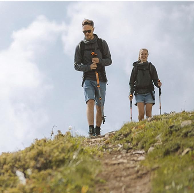 Carbon Fiber Hiking Poles 2pcs, Collapsible Nordic Trekking Poles,Cork Handle Ultralight Folding Walking Sticks, Hiking Sticks, Lightweight Foldable Trekking Walking Sticks for Seniors Women Men