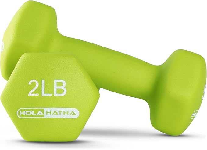 HolaHatha 2, 3, 5, 8, and 10 Pound Neoprene Dumbbell Free Hand Weight Set with Rack, Ideal for Home Exercises to Gain Tone and Definition, Pastel