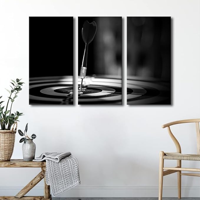 Canvas Wall Art for Living Room Office Dart Hits the Bullseye Modern Painting Inspirational Picture for Bedroom Home Wall Decorations for Bar Club Coffee Pub Frame Wall Decor Ready to Hang, 40"Wx60"H