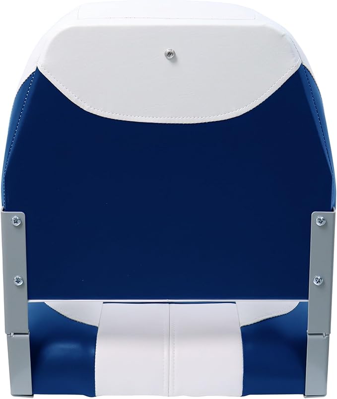 Boat Seats 2 Pack, Low Back Folding Bass Boat Seat for Fishing Jon Pontoon, White/Blue