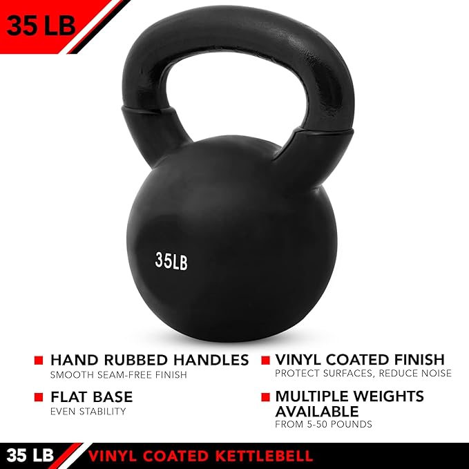 JFIT Kettlebell Weights Vinyl Coated Iron, 35 LB