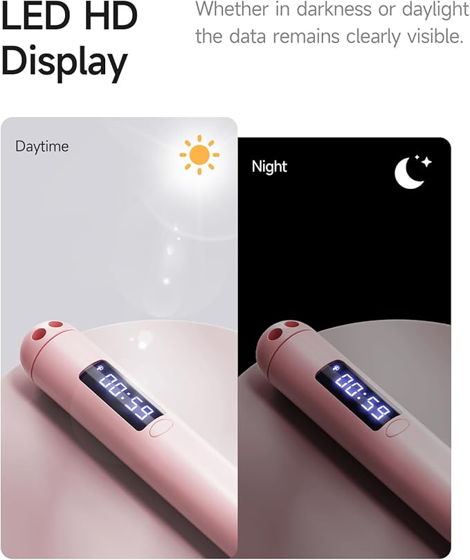 Smart Jump Rope – Customisable Calorie, Count and Time Settings Jump Ropes, Adjustable Steel Wire Skipping Rope with LED Display, for Men Women Fitness and Workout