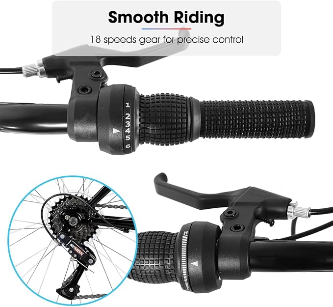 HILAND 24 26 inch Mountain Bike for Men Women, 18 Speeds High-Carbon Steel Frame, Sport Cycling MTB Bicycle for Adult