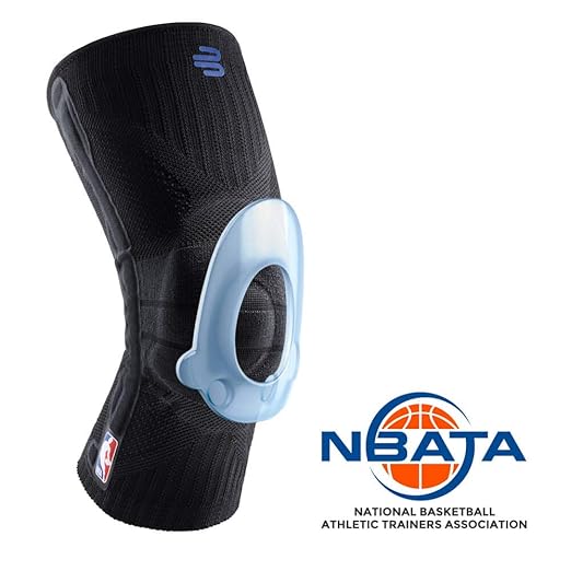 Bauerfeind Sports Knee Support NBA - Officially Licensed Basketball Knee Brace - Relief and Stabilization - Targeted Compression - Lightweight & Durable - Black, Large