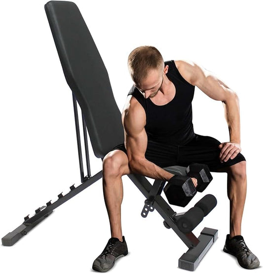 Weight Bench Press, Adjustable Workout Benches for Dumbbell Exercise, 600LBS Foldable Strength Training Benches for Full Body Workout, Multi-Purpose Incline Decline Workout Bench for Home Gym