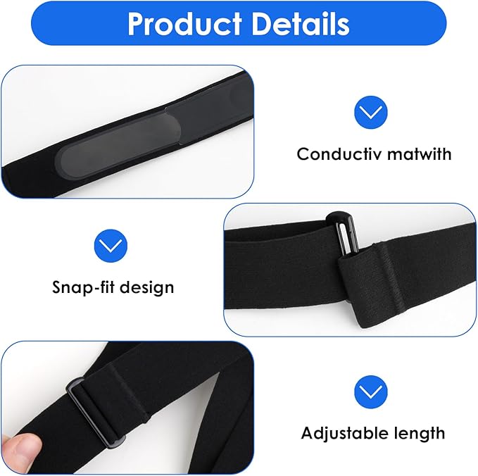 2 Pack Heart Rate Monitor Chest Strap Replacement, Adjustable Heart Rate Monitor Chest Band Compatible with H10 H9 H7, Cycling & Running Fitness Accessory for Men&Women, Fit for Daily Training