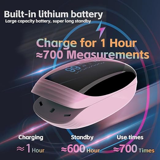 Rechargeable Pulse Oximeter Fingertip Oxygen Monitoring Fingertips with SpO2 Pulse Rate and PI RR OLED Precision Rapid Oximeter SpO2 Readings Outdoor Sports Home (Pink)