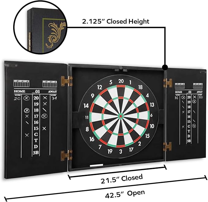 THOUSAND OAKS BARREL CO. | Personalized Dartboard & Cabinet Set with 6 Steel Tip Darts