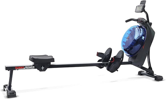 Sunny Health & Fitness Elite Water Rowing Machine with High Dynamic Resistance Vertical Tank, Low-Impact Full-Body Workout and Optional Free SunnyFit App Connectivity