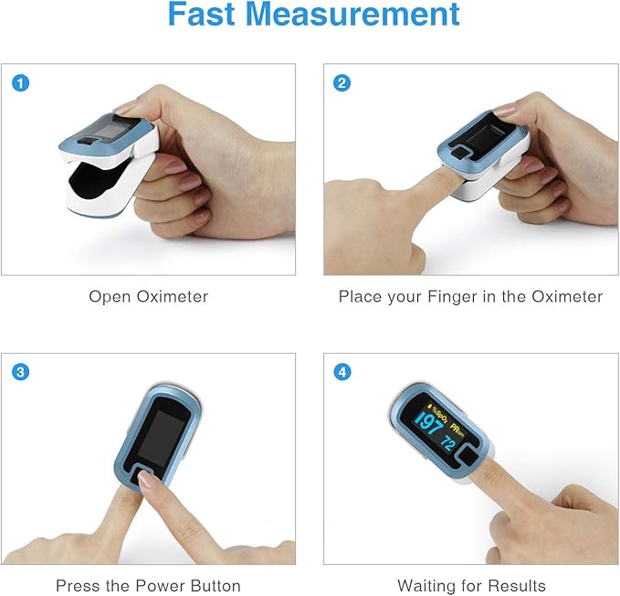 mibest OLED Finger Pulse Oximeter, O2 Meter, Dual Color White/Light Blue