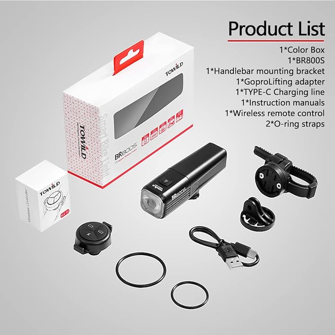 TOWILD BR1000 Bike Lights for Night Riding,1000 Lumen Lightweight Bike Front Light,Long Battery Life,Compatible with Garmin/GoPro Mount,3500mAh Rechargeable&Replaceable Battery,for Commuter Cyclists