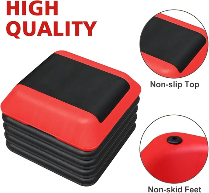Height-Adjustable Step Aerobics Platform Fitness Equipment Stepper Trainer Exercise Step Platform with 4 Riser