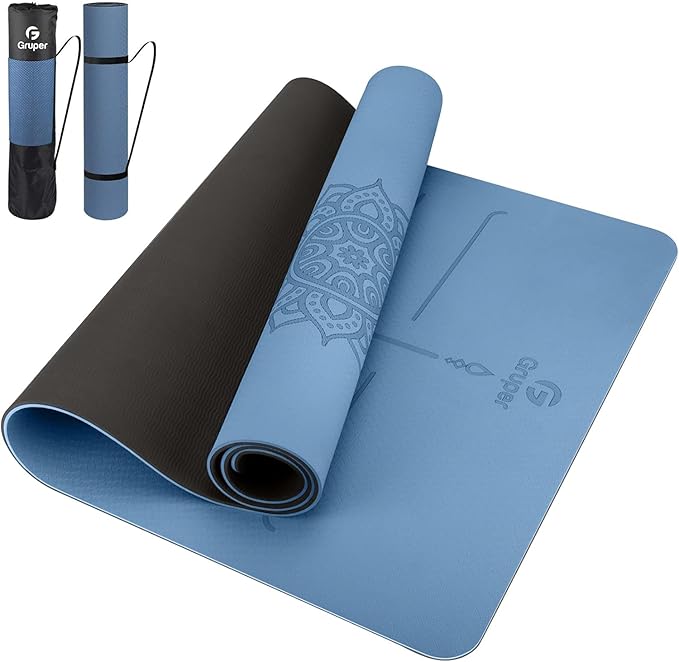 Yoga Mat Non Slip TPE Thick Yoga Mat with Alignment Mark, Large Size 72"L x 32"W x 0.32"Th or 0.24"Th, Anti-Tear Exercise & Fitness Mat for Yoga, Pilates & Floor Workouts