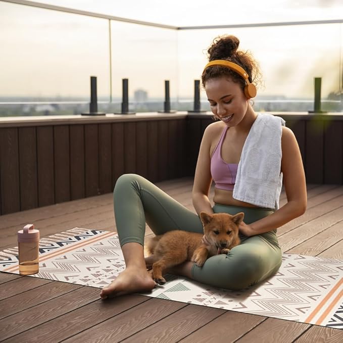 nuveti Cotton Yoga Mat - Absorbent, Grippy Tight Weave, Ashtanga & Hot Yoga Rug, Helps with Slippery Hands & Feet