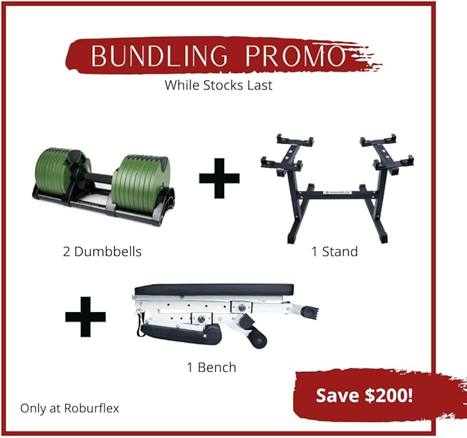 BUNDLE DEAL - Two Adjustable Dumbbells (80LB Green) + Dumbbell Stand + Adjustable Bench (4 items)