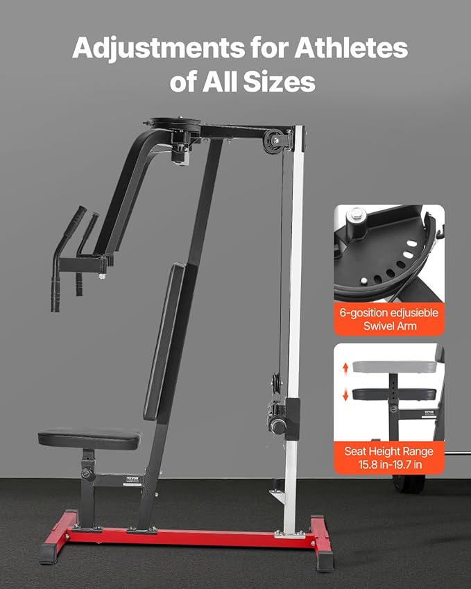 VEVOR Chest Press Machine, Bench Press Set, Adjustable Flat Incline Bench with Independent Converging Arms, Upper Chest Equipment, Fitness Home Gym Equipment Chest