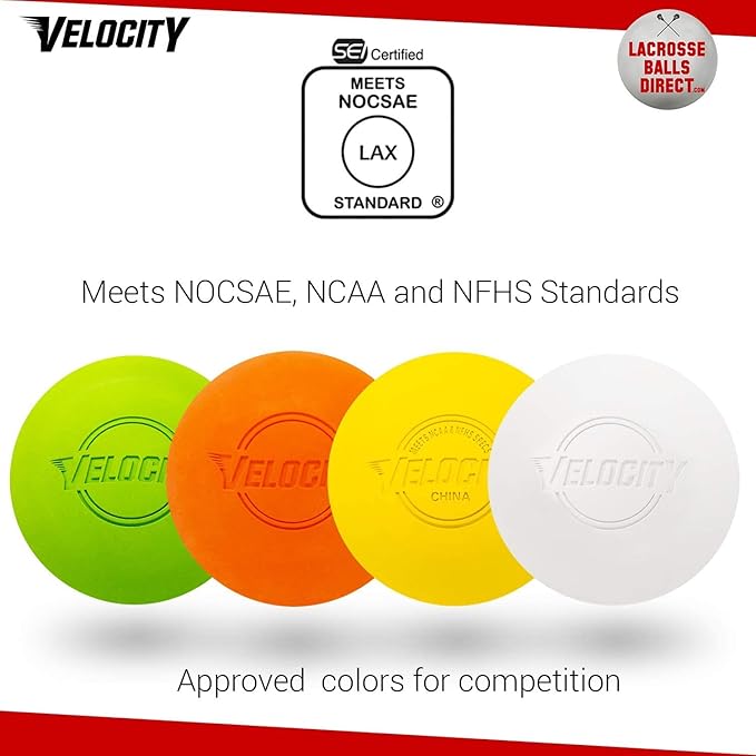 Velocity Lacrosse Balls - 1, 2, 3, 6, 12, 18, 24, 36, 60 and 120 Packs - for Practice, Official NFHS and College Approved Size
