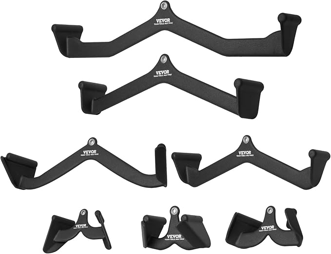 VEVOR LAT Pulldown Attachments, Cable Machine Rowing T-bar V-bar Tricep Pull Down Bar, Back Strength Training Rubber Coated Handle Grip, Bicep Curl Tricep LAT Pulldown Bar for Home Gym Fitness